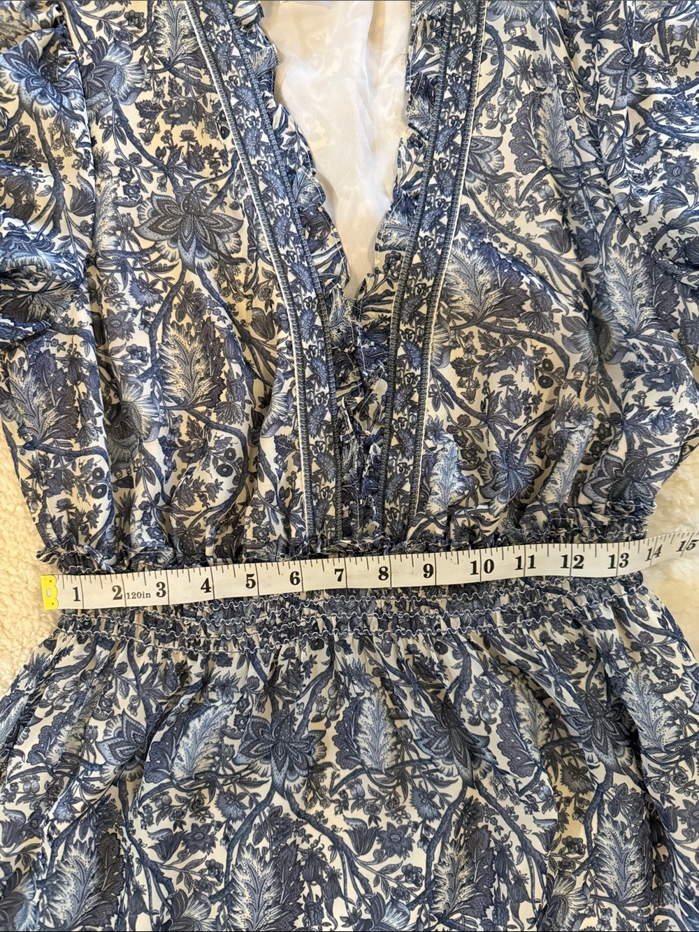 Max Studio London Blue Floral V‑Neck Puff Sleeve Tiered Maxi Dress - Picture 10 of 10